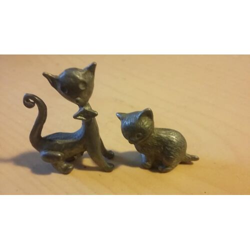 Lot 2 Miniatures Chat Métal