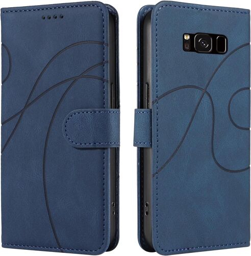 Coque Pour Samsung Galaxy S8, Portefeuille Magnetique Housse En Cuir Pu, Etui A Rabat De Protection Pour Samsung S8, Bleu