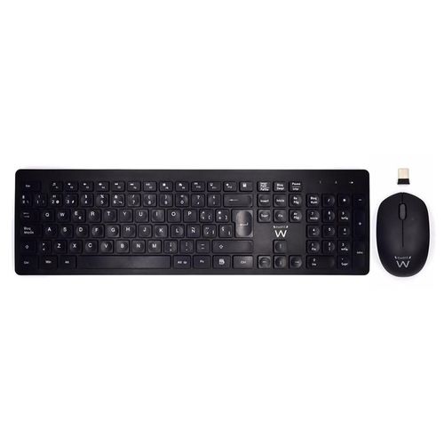 Ewent EW3256 - Ensemble clavier et souris - sans fil - 2.4 GHz - QWERTY - Espagnol - Pour la vente au détail