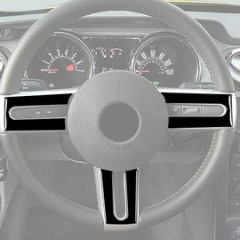 Garniture De Couverture De Volant Noir Piano Pour Ford Mustang, Moulures Intérieures, Accessoires De Voiture, 2005, 2006, 2007, 2008, 2009, 3 Pièces