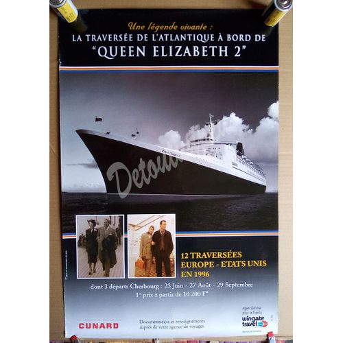Affichette Paquebot "Traversée De L'atlantique" Qe2