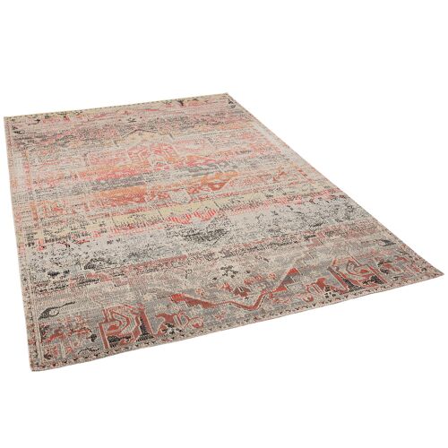 Pergamon Tapis Design À Poils Courts Modern Vintage Orient Motif Orange 120x170 Cm