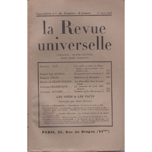La Revue Universelle N° 9 Tome Lxxviii