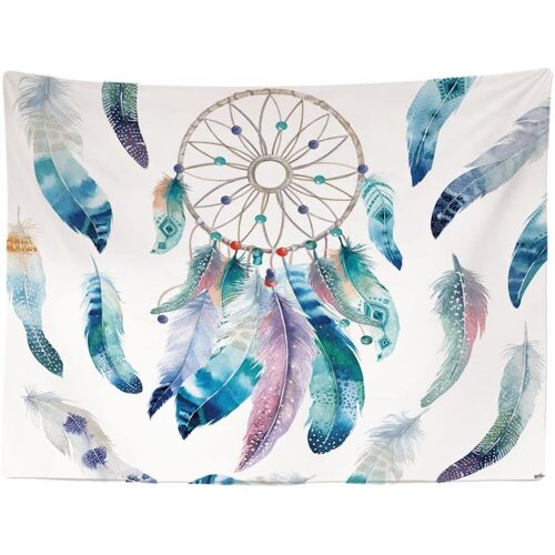 KALANKA- Dreamcatcher Dreamcatcher Indiens Plumes - Tapisserie murale - 200x150 cm - Grande tapisserie - Poster Décoration - Accessoires Hippie Bohemian - Toile - Peinture