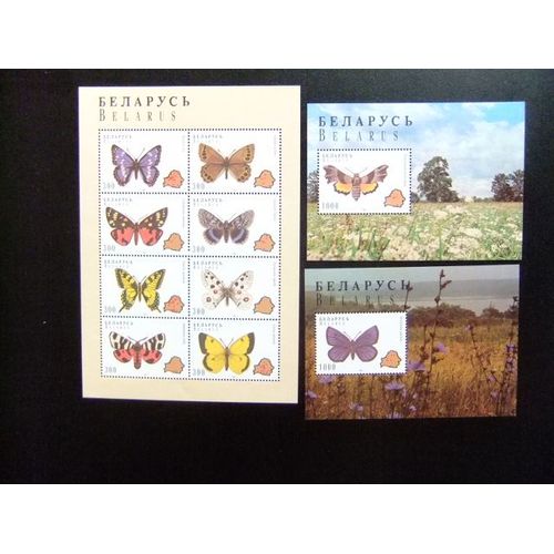 10 Bielorussia Belarus 1996 / Fauna Mariposas / Yvert 127 / 134 + Bloc 10 +11 Mnh