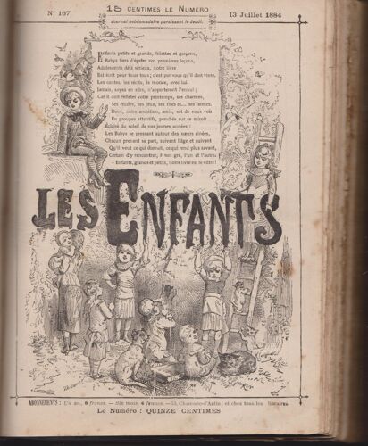 Les Enfants 1884 52 Numéros Du 140 6 Janvier 1884 Au 192 4 Janvier 1895 Relié Demi-Cuir 19x26x5 Cm -1060 Pages Illustrées