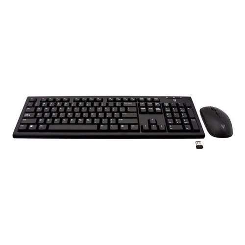 V7 CKW200US-E - Ensemble clavier et souris - sans fil - 2.4 GHz - US - noir