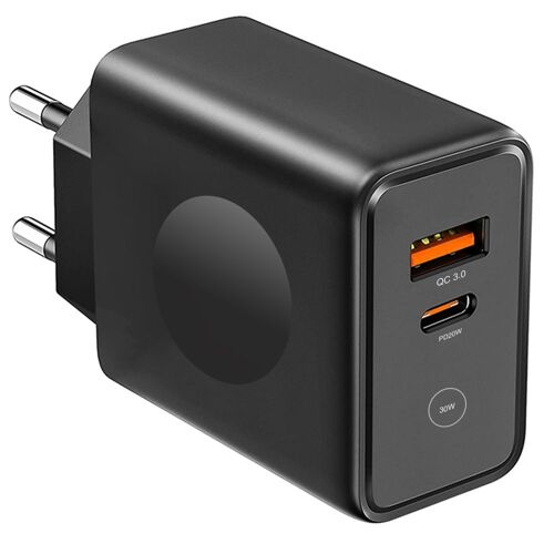 Chargeur Rapide 30w 2-Port - Pd20w + Qc 3.0 Pour Iphone 15 Pro Max, Iphone 15 Pro, Iphone 15 Plus, Iphone 15 - Noir - E.F.Connection