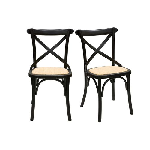 Chaises Bistrot En Bois Noir Et Cannage En Rotin (Lot De 2) Marcel