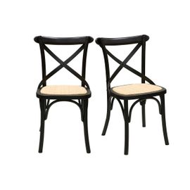 Chaises Bistrot En Bois Noir Et Cannage En Rotin (Lot De 2) Marcel