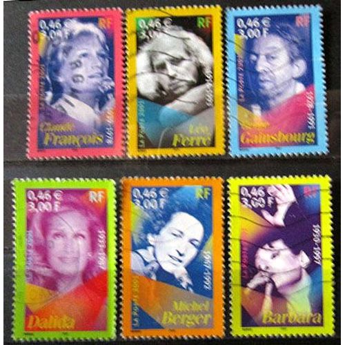 2001. Série Complète F3391 À F3396: Artistes De La Chanson.