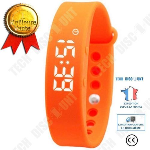 Td® Montre Bracelet Intelligent Led 5w Multifonctionnelle / Podomètre Sommeil Surveillance Smart Bracelet Silicone (Orange)