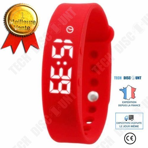 Td® Montre Bracelet Intelligent Led 5w Multifonctionnelle / Podomètre Sommeil Surveillance Smart Bracelet Silicone (Rouge)