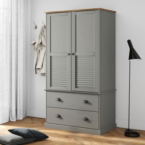 Vidaxl Garde-Robe Vigo Gris 90x55x170 Cm Bois Massif De Pin