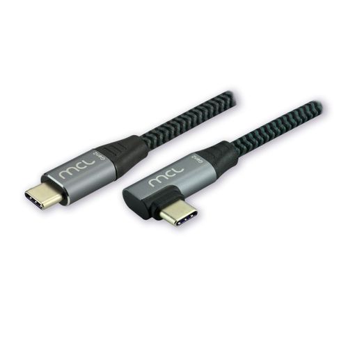 MCL - Câble USB 3.2 Type C mâle/mâle Gen 2 20Gb 100W 5A Coudé Tressé-2m