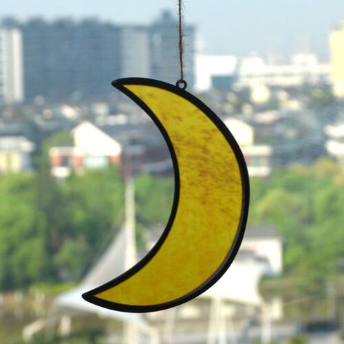 Panneau De Fenêtre Suspendu En Acrylique, Attrape-Soleil Croissant De Lune, Décoration De Jardin