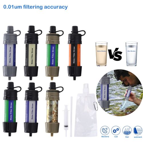 Filtre À Eau Portable De Camping, Paille, Système De Filtration Pour Les Urgences En Plein Air, Outils De Survie, Accessoires De Randonnée