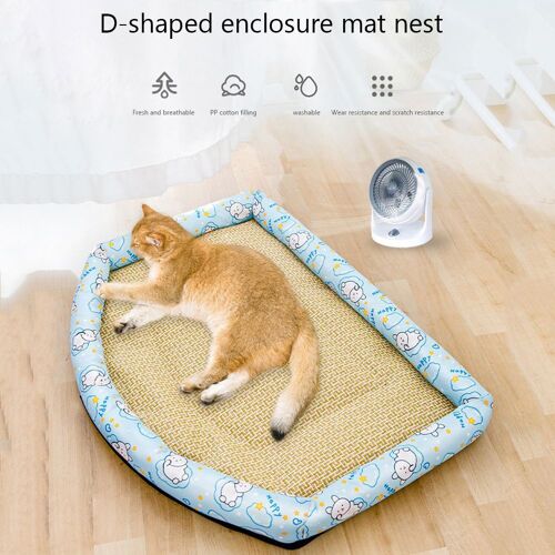 Tapis Rafraîchissant En Rotin Pour Chien, Nid Pour Animaux De Compagnie, 4 Saisons, Niche, Lits Lavables, Coussin De Couchage, Couverture Pour Chiens, Chatons Et Chiots