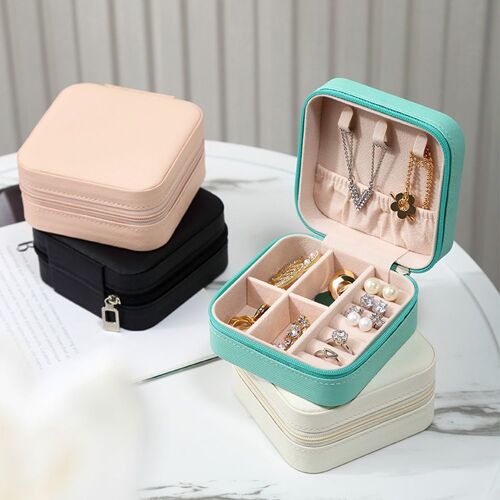 Boîte de rangement de bijoux Portable 2021, nouvelle boîte de rangement de bijoux Portable avec fermeture éclair, présentoir de cadeaux de mode pour voyage, boucles d'oreilles, colliers et bagues