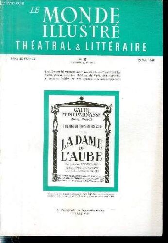Le Monde Illustre Theatral & Litteraire N°25 (Supplément Au N°4463)