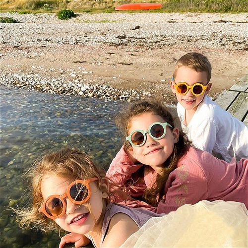 Lunettes De Soleil Pour Enfants, 1 Pièce, Mat, Cyclisme, Mode, Monture Ronde, Rétro, Moka, Protection Uv400, Loisirs