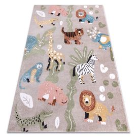 80x150 Cm Tapis Fun Africa Pour Enfants, Animaux, Afrique Beige