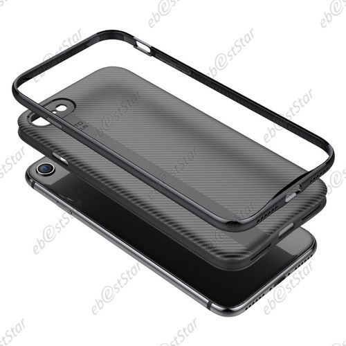 Ebeststar - Coque Iphone 7 Plus (2016), Iphone 8 Plus (2017) 5,5" Housse Tpu Carbone, Noir / Gris [Dimensions Precises Smartphone : 158.2/158.4 X 77.9/78.1 X 7.3/7.5 Mm, Écran 5.5''][Note Importante Lire Description]