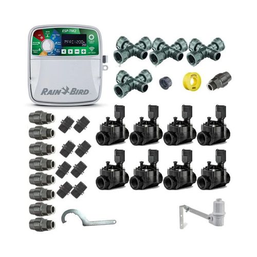 Kit professionnel d'arrosage automatique Rain Bird de 8 zones 24V pour tuyaux de 32mm