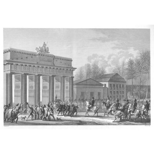Rare Gravure Carle Vernet Campagne De Prusse Entree Des Francais A Berlin 27 Octobre 1806 Napoleon Bonaparte 1840