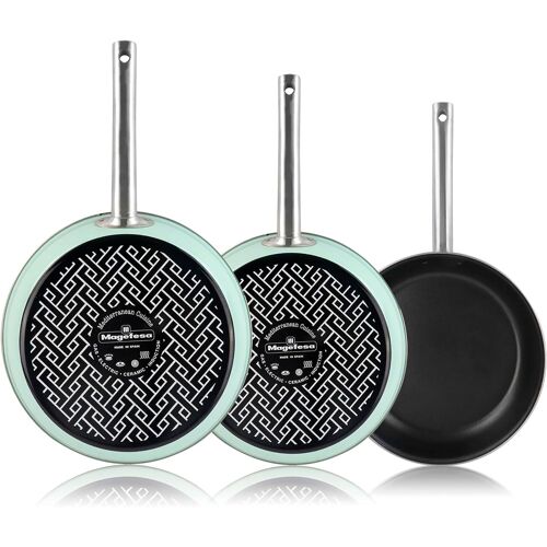 Magefesa Lot De 3 Poêles Induction 22-26-30 Cm, Revêtement Antiadhésif Sans Pfoa, , Vert, Magefesa, Nordic