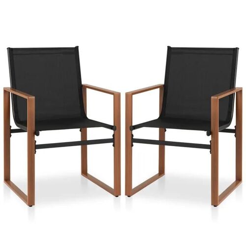 Costway Lot De 2 Chaises De Jardin En Tissu, Siège Et Dossier Respirants, Accoudoirs Larges, Pour Chambre, Cour, Piscine, Noir