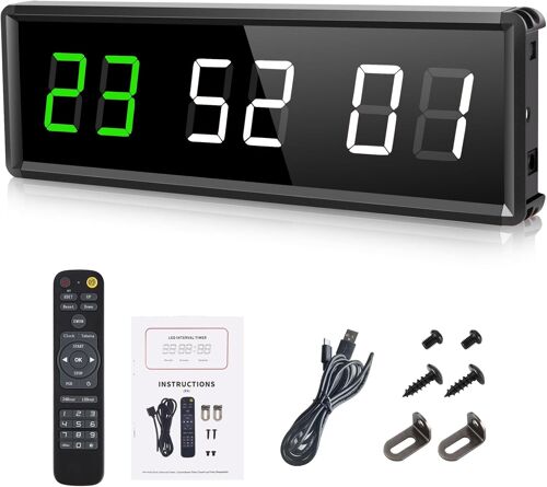 Ulteronixshop-Timer Sport Minuteur Fitness Mural Avec Télécommande Horloge Pour Boxe Tabata Emom Mma Gym (27x8.5cm)