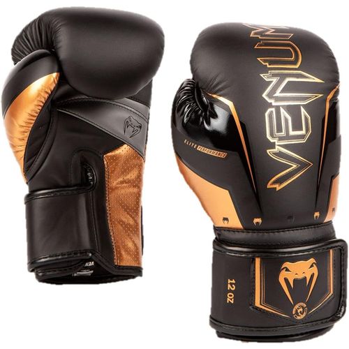 Asfasfq-Elite Evo Gants De Boxe, Mixte Adulte, 16 Oz, Noir/Bronze