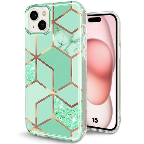 Coque Pour Iphone 15, Protection Ultra Fine Souple Motif Marbre Turquoise - E.F.Connection