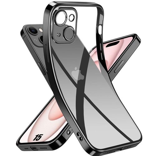 Coque Silicone Pour Iphone 15 Transparent Avec Contour Noir Slim Souple Antichoc - E.F.Connection