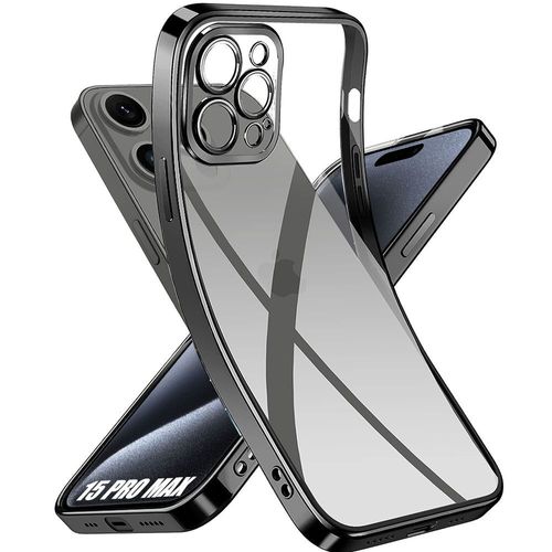 Coque Silicone Pour Iphone 15 Pro Max, Transparent Avec Contour Noir Antichoc Anti-Rayures - E.F.Connection
