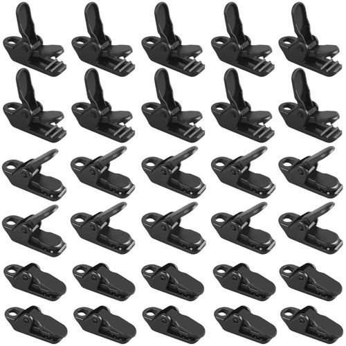 Noir Tente Clips, Coupe-Vent Pour Auvent Colliers De Serrage Vent Corde Auvents Clip Tente De Camping Se Fixe Pour Extérieur 50pcs