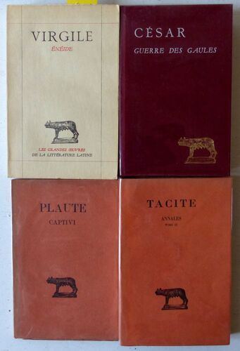 Lot De 4 Ouvrages D'auteurs Latins (Virgile, Tacite, Plaute, César), Publiés Par Les Belles Lettres: Guerre Des Gaules, Eneide, Annales, Captivi (Poésie, Théâtre, Histoire, Rome Antique)