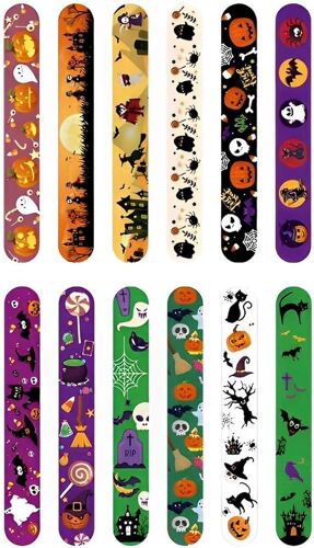 24pcs Bracelet Enfant?Bracelet Elastique Enfant?Bracelet Personnalisé Enfant?Slap Bracelet?Halloween Slap Bracelet?Bracelets Sur Le Thème D'halloween?Pour Enfants Parti Favors Filles Garçons