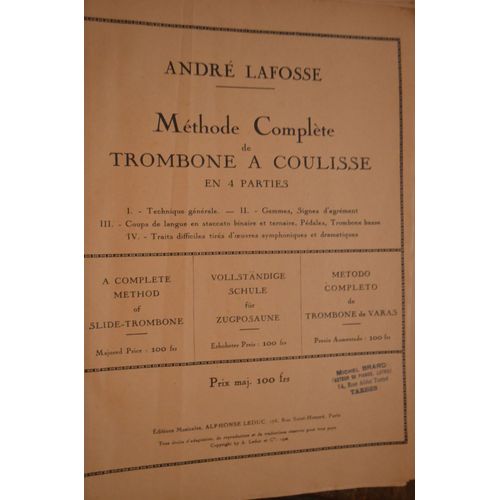 Méthode Complète De Trombone À Coulisse En 4 Parties