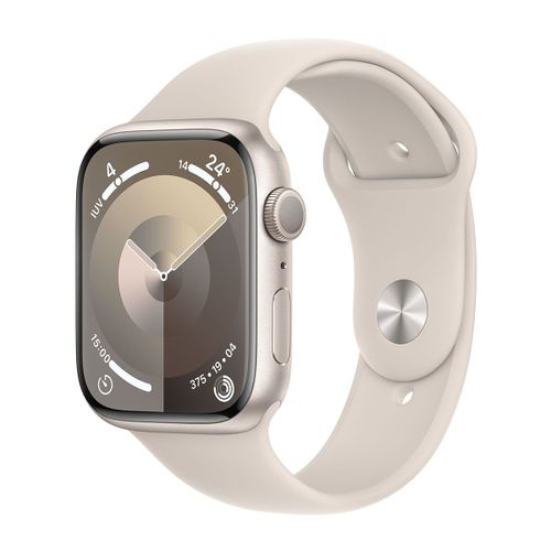 Apple Watch Series 9 GPS - Boîtier Aluminium 45 mm Lumière stellaire - Bracelet S/M