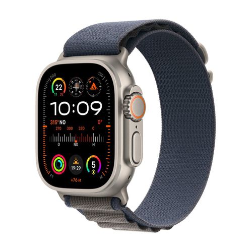 Apple Watch Ultra 2 GPS + Cellular - Boîtier Titane 49 mm Or - Boucle Alpine Bleu