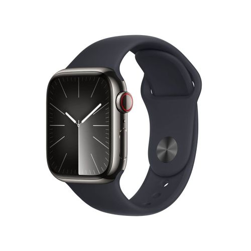 Apple Watch Series 9 GPS + Cellular - Boîtier Acier Inoxydable 41 mm Graphite - Bracelet Sport