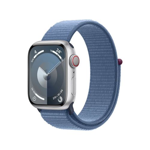 Apple Watch Series 9 GPS + Cellular - Boîtier Aluminium 45 mm Argent - Bracelet Boucle