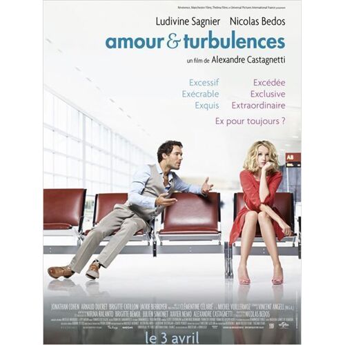 Amour & Et Turbulences - Affiche Originale De Cinéma - Format 120x160 Cm - Un Film De Alexandre Castagnetti Avec Ludivine Sagnier, Nicolas Bedos, Jonathan Cohen, Clémentine Célarié - Année 2013