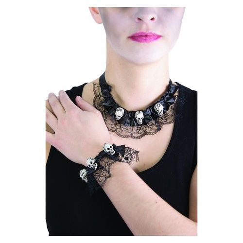Collier Et Bracelet "Têtes De Mort" Dentelle
