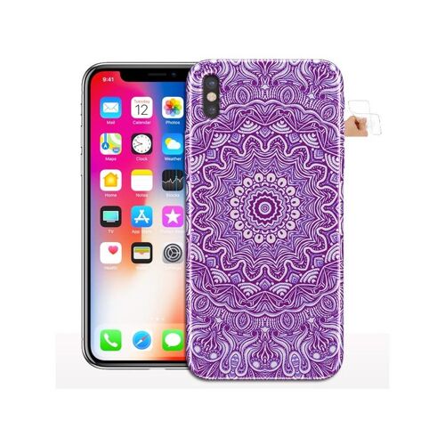 Coque Silicone Iphone X Mandala Violet, Coque De Télephone, Design Rosace Violet