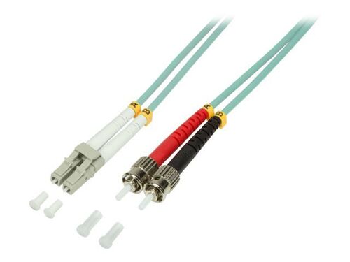 LogiLink - Cordon de raccordement - ST multi-mode (M) pour LC multi-mode (M) - 1 m - fibre optique - duplex - 50 / 125 microns - OM3 - sans halogène - turquoise