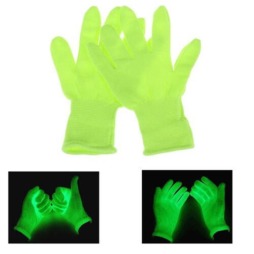 Gants de clignotement Noctilucent unisexe, 1 paire, lumière au doigt, éclairage sombre pour fête