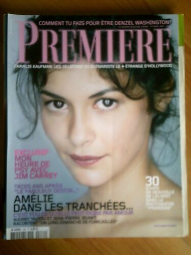 Première  N° 332 : Audrey Tautou / Richard Anconina / Denzel Washington / Jim Carrey / Kate Winslet / Charlie Kaufman / Wong Kar-Wai / Le Carton Charles Nemes /